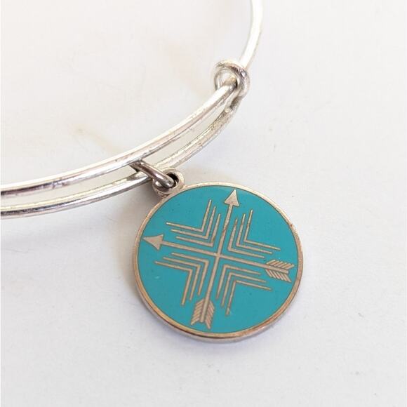 Alex and Ani Arrows of Friendship Dedication Union Silver Tone Charm Bracelet - Picture 2 of 3